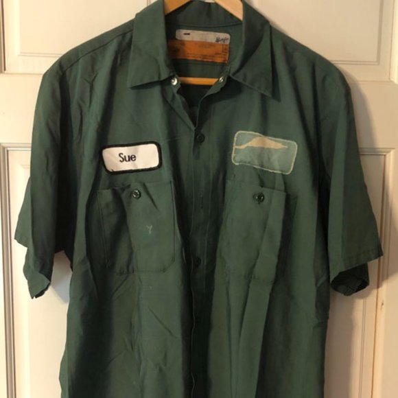 Shirts Mens Vintage Work Wear Button Up Shirt Sue Patch Tattood Design Tattoo Size L Poshmark
